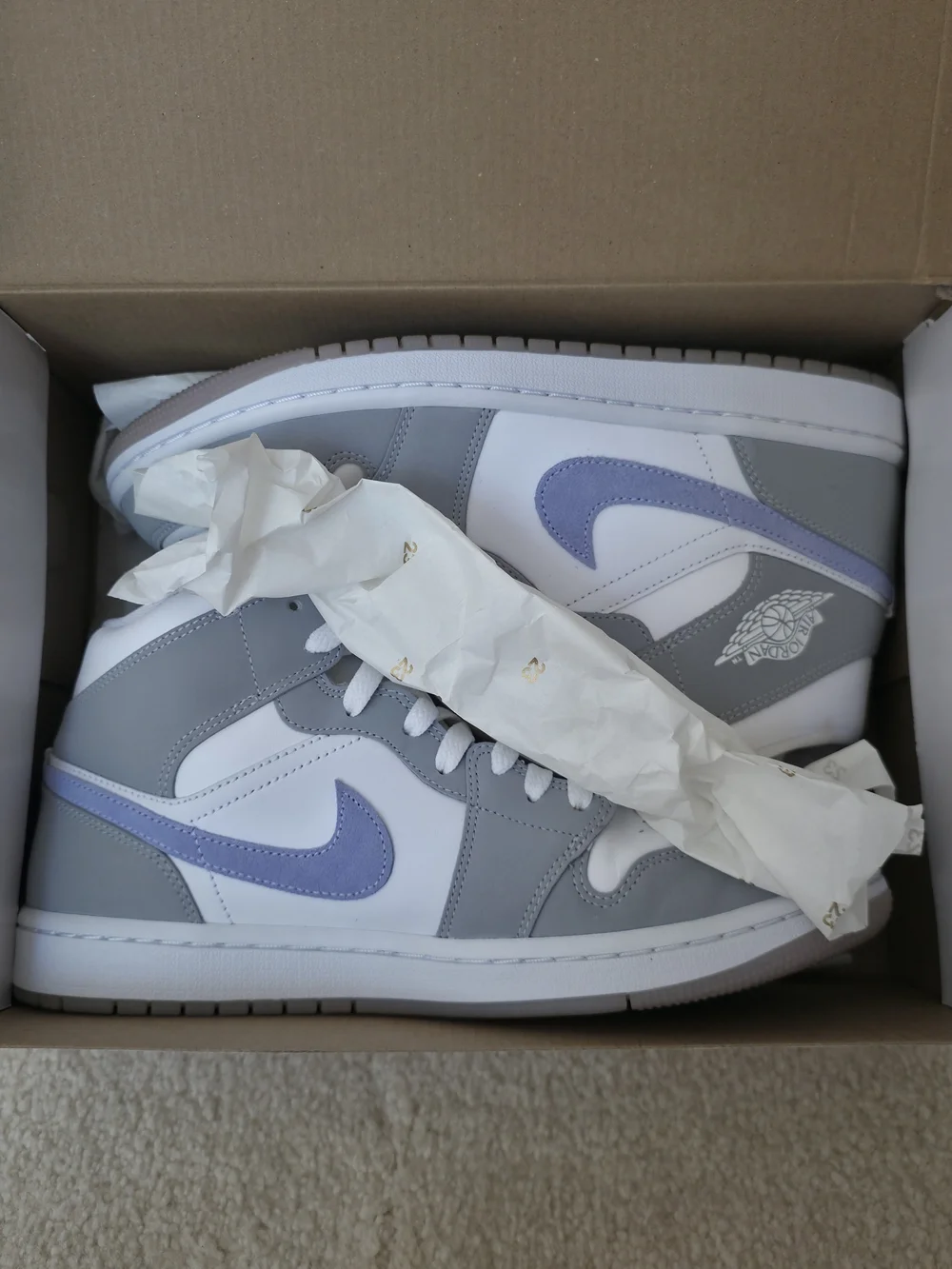 Nike Jordan 1 MidWolf Grey Aluminum (Women's)